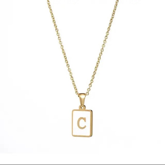 Letter Necklaces, on White Shell Gold Plated Pendant Necklace - Picture 13 of 15